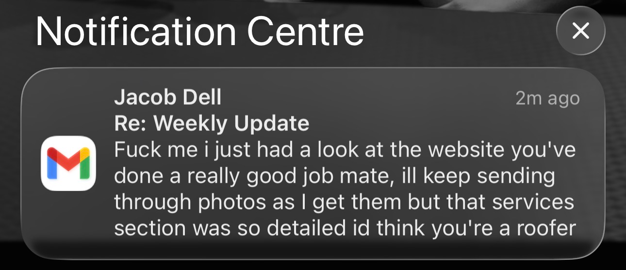 Jacob Dell email notification testimonial